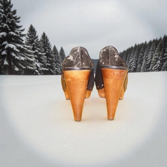 Via Spiga Platform Mule – Genuine Leather, 4” Wooden Cone Heel, Size US 10M - Picture 3 of 3